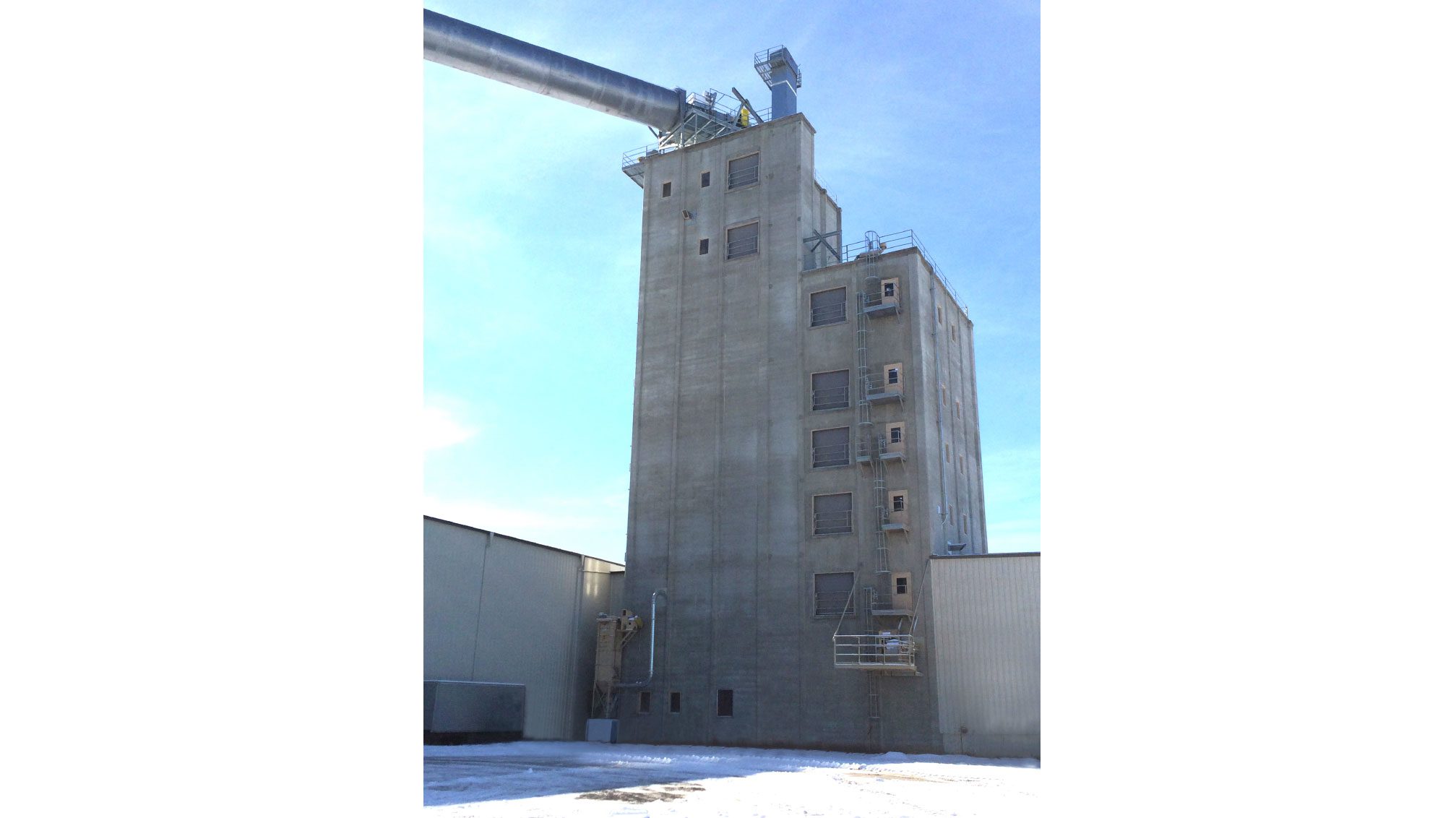 Concrete structure in snowy landscape