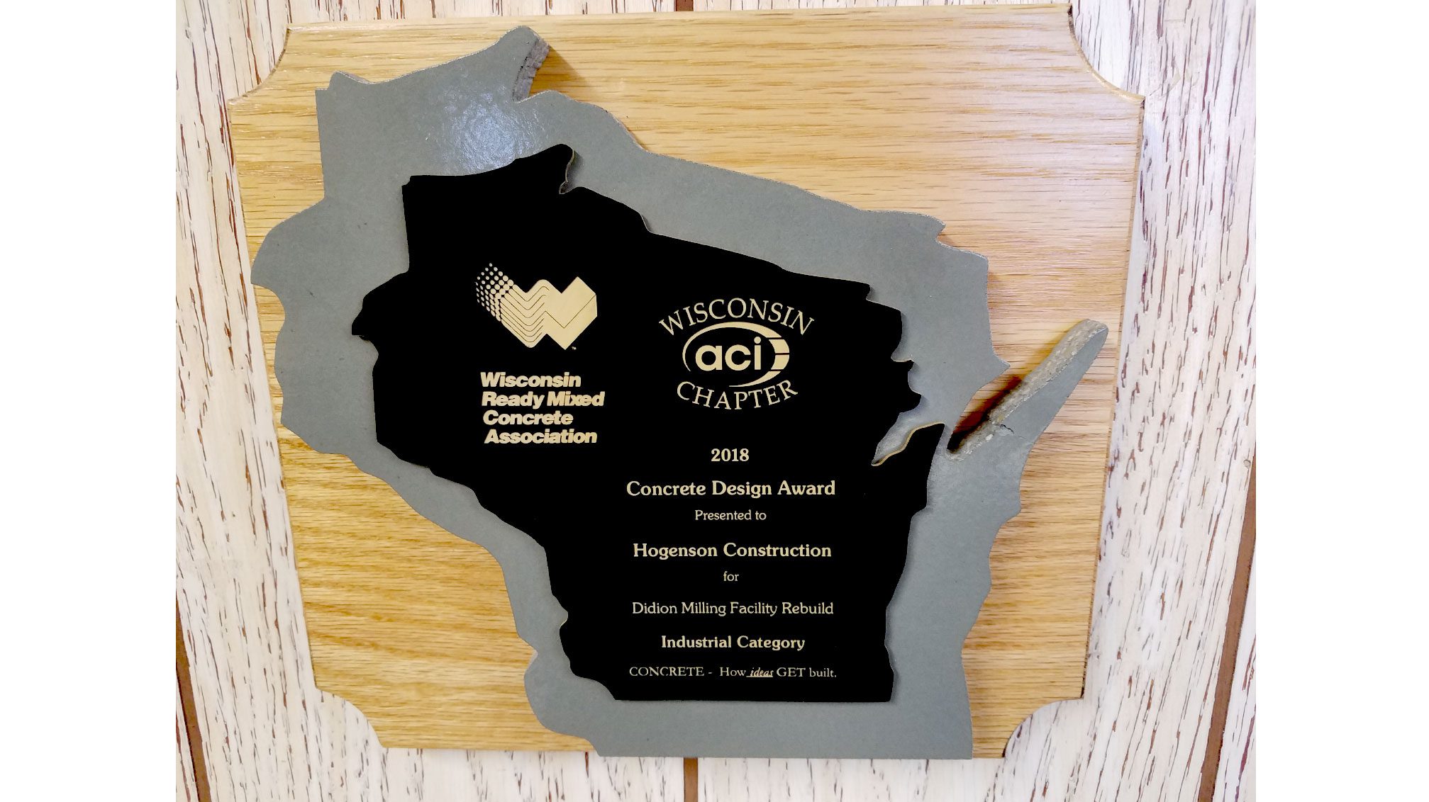 Concrete Design Award plaque, Wisconsin shape
